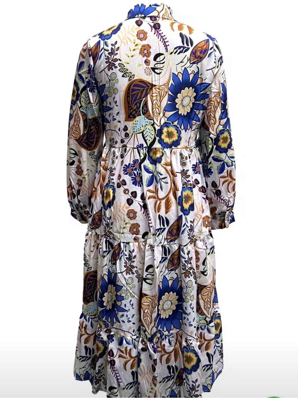 Plant Print Shirt Dress BoHo Button Front PTP 22” L46” - Picture 2 of 6